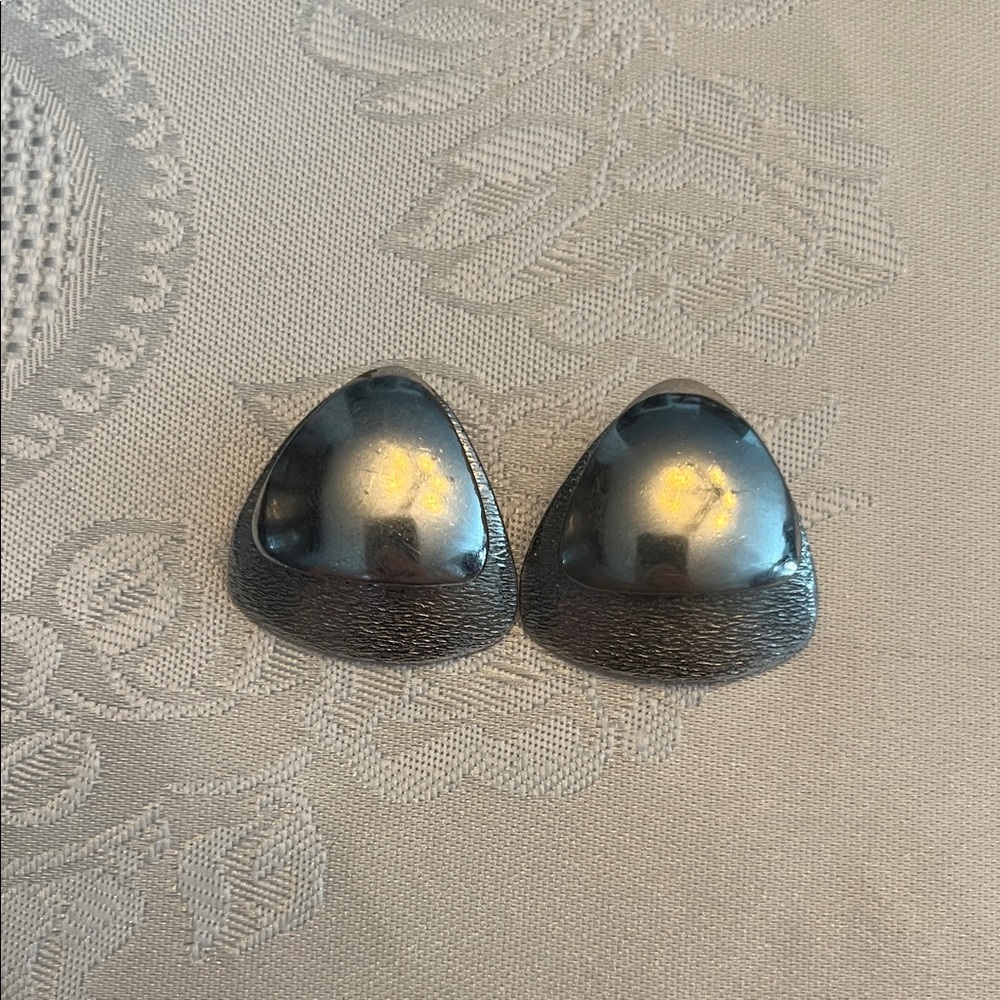 Silver and Black Clip-On Earrings